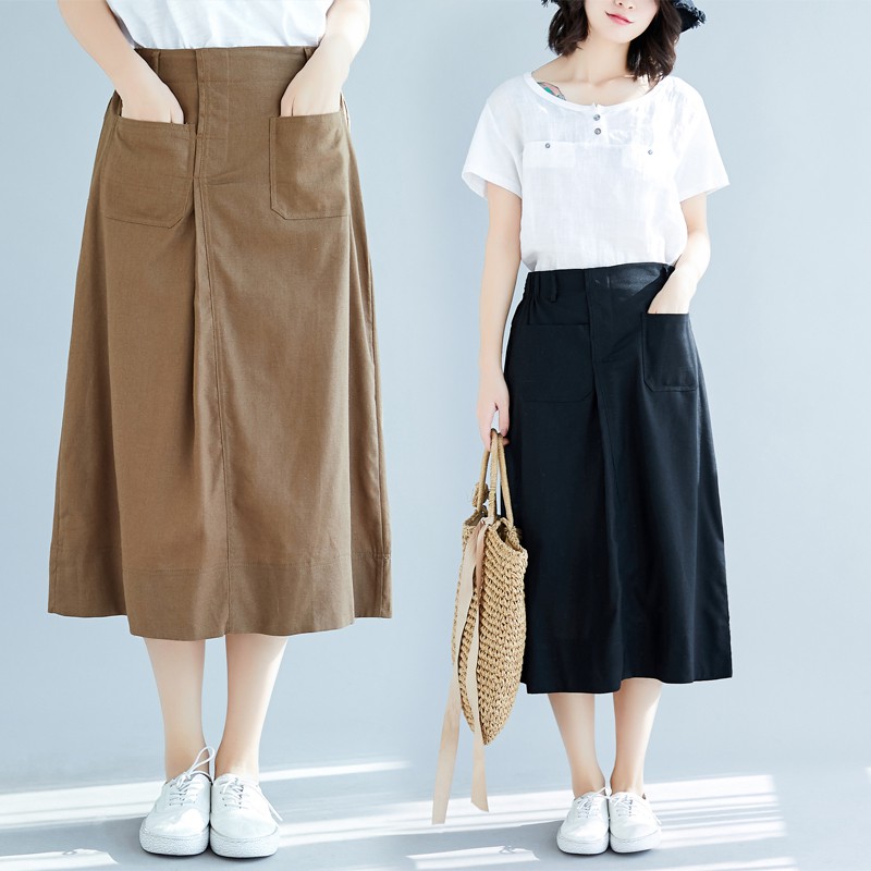B27 Chân váy big size dáng dài có túi 2 bên tiện lợi