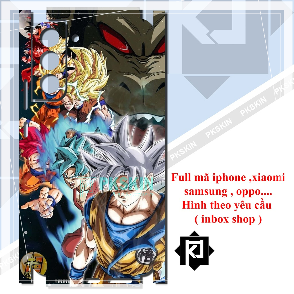 Miếng dán skin full lưng viền samsung s22, s22 plus ,s22 ultra , s20 , s20 plus, s20 ultra in hình dragon ball