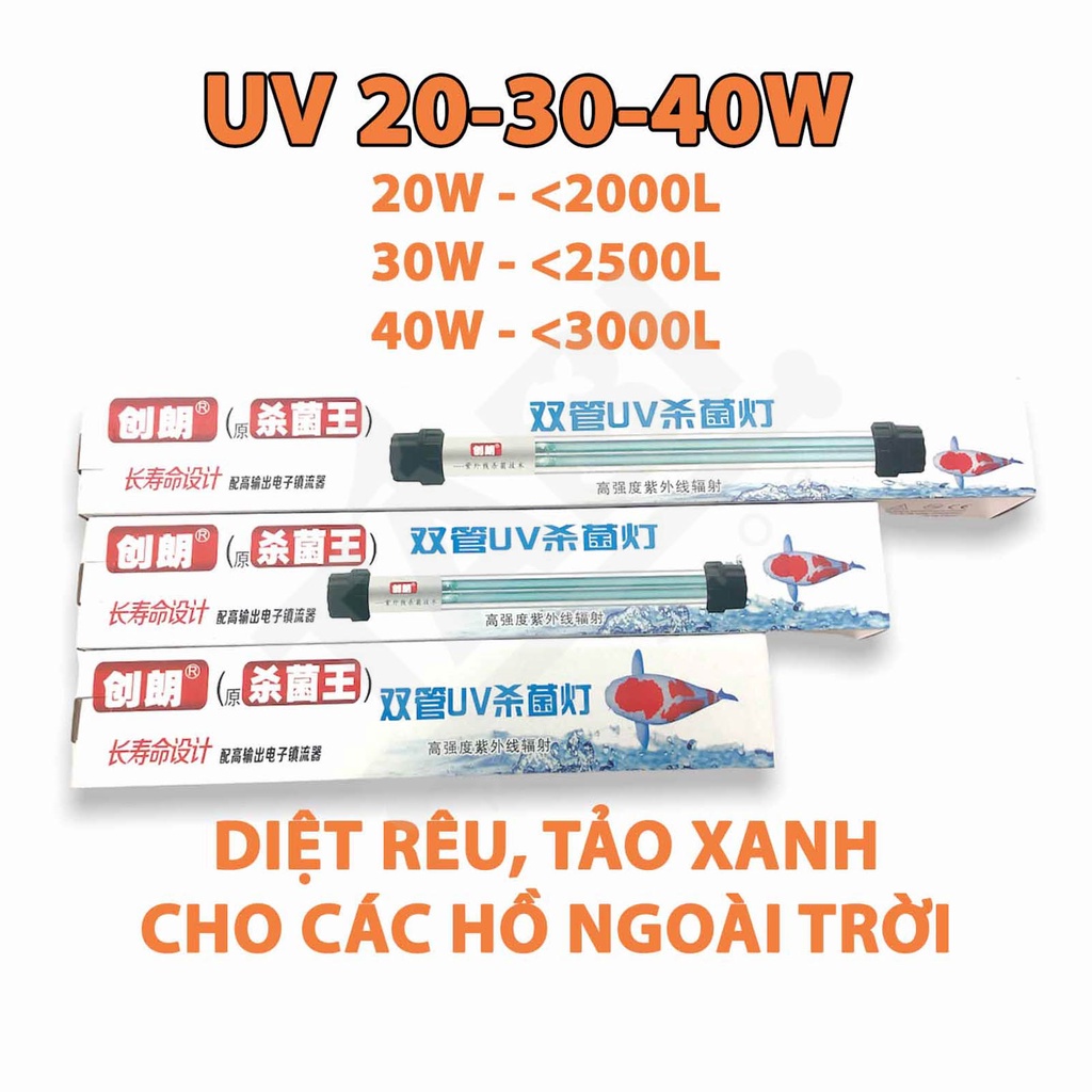 Đèn UV 20-30-40W Diệt Tảo Xanh Cho Hồ Cá Bị Xanh, Hồ Cá Ngoài Trời Bị Rong Rêu [Đèn UV 20-40W]