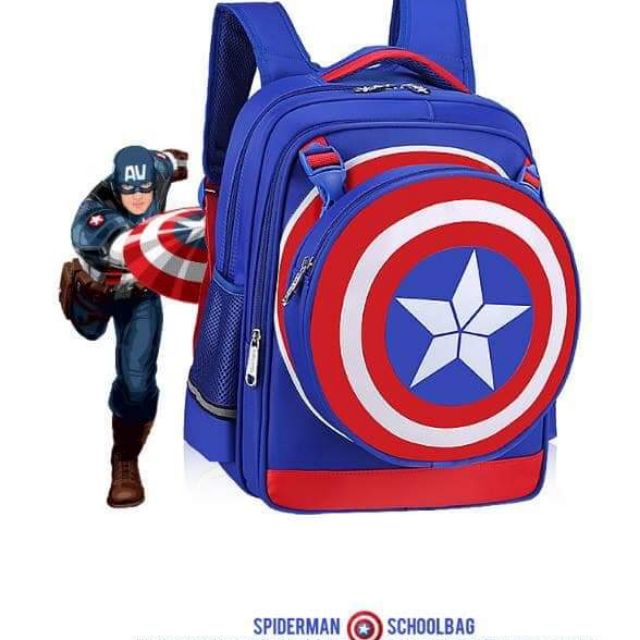 Set balo Captain American cho bé tiểu học