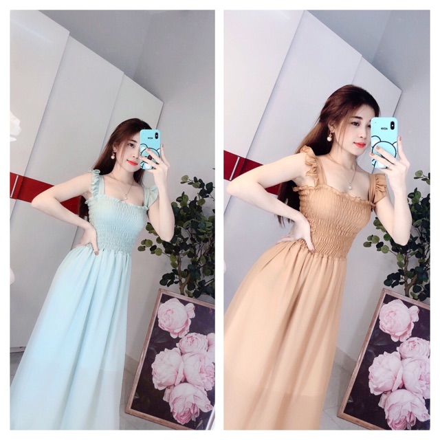 Đầm maxi cánh tiên bo chun (hình thật+video)