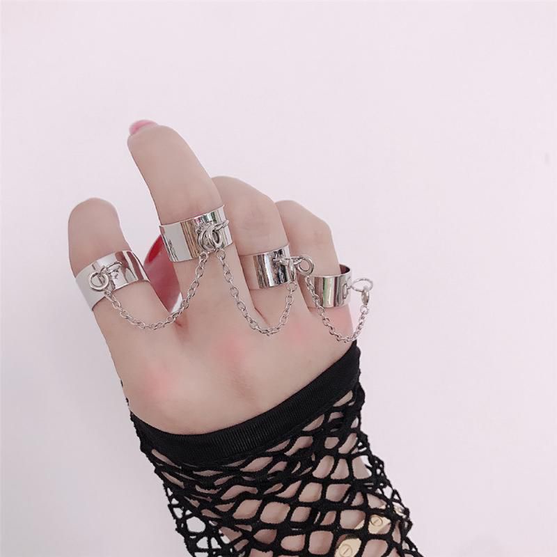 Nhẫn Bạc Dáng Dài Kiểu Hở Nhiều Lớp Đơn Giản