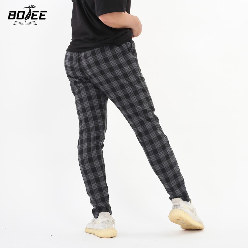 Quần pant baggy caro Basic BOTEE màu đen xanh ống suông unisex nam nữ ་