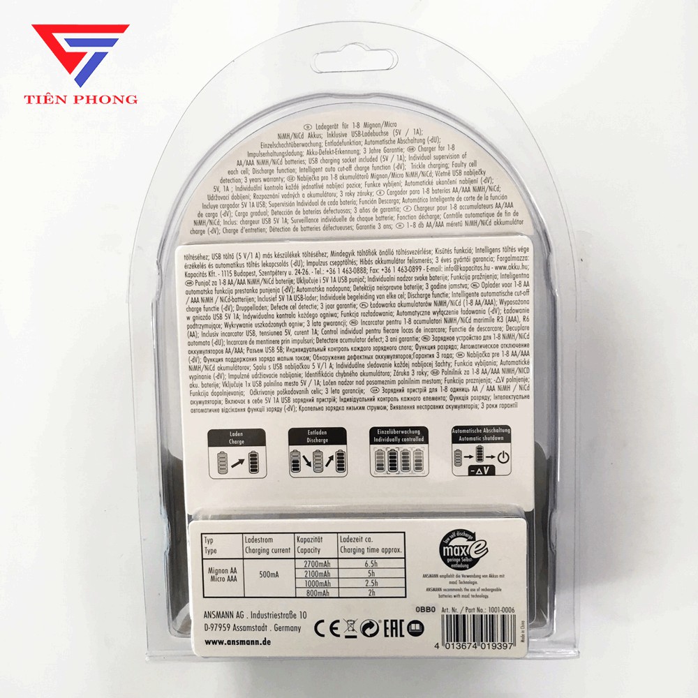 Máy Sạc pin Ansmann Powerline 8  Chính Hãng 8 khe pin tiện lợi