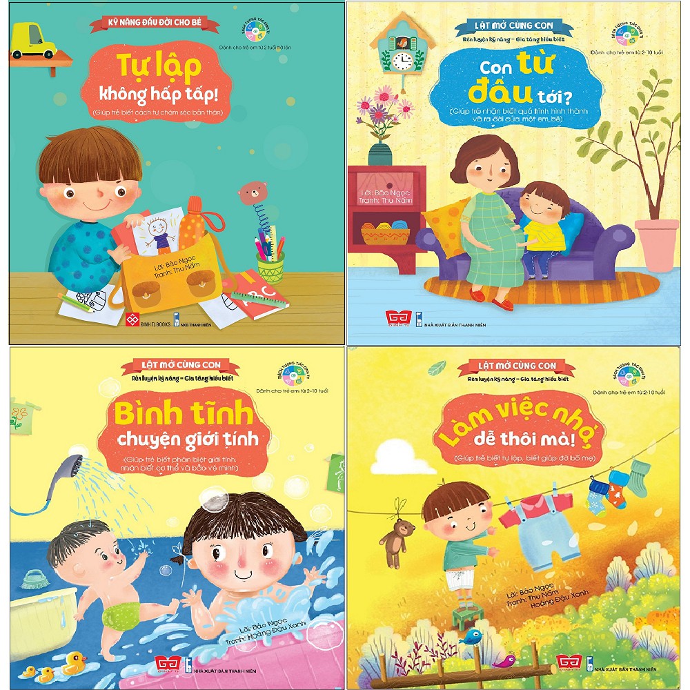Sách - Combo: Lật Mở Cùng Con:Tự Lập Không Hấp Tấp!+Con Từ Đâu Tới?+Bình Tĩnh Chuyện Giới Tính+Làm việc nhà, dễ thôi mà! | BigBuy360 - bigbuy360.vn
