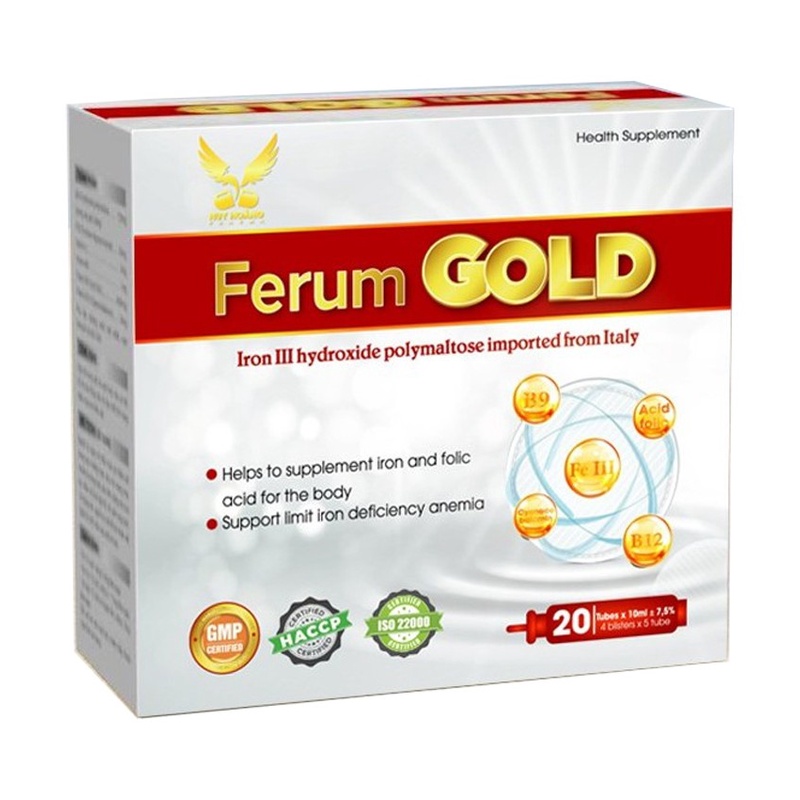 SIRO SẮT FERUM GOLD 10ML/20 ỐNG BỔ SUNG SẮT VÀ ACID FOLIC CHO CƠ THỂ THƠM NGON KHÔNG TANH