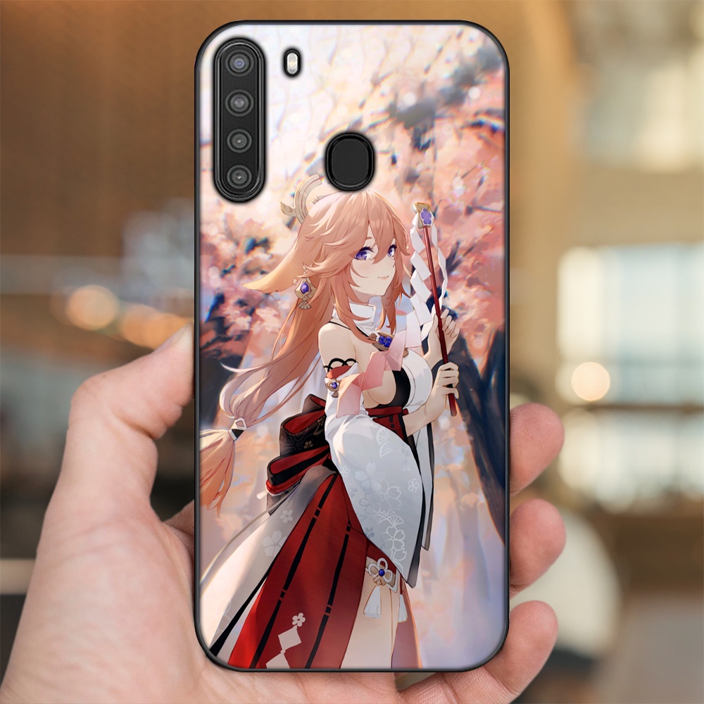 Ốp lưng Samsung A21 viền đen in hình Yae Miko Genshin Impact