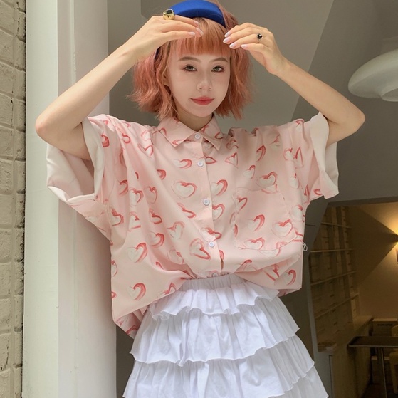 【ZHELIHANGFEI】Áo Sơ Mi Tay Ngắn Cổ POLO Họa Tiết In Theo Phong Cách Nhật Bản Dễ Phối Đồ