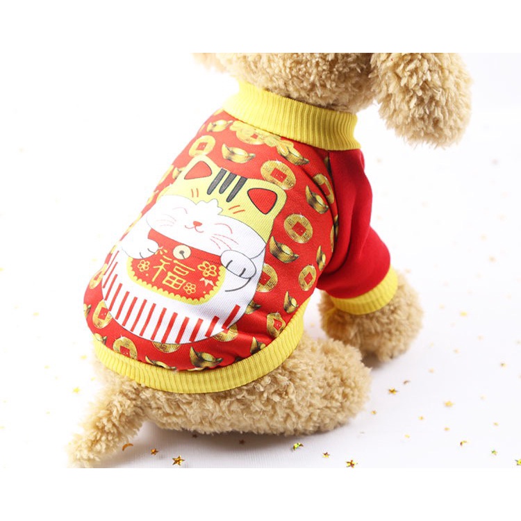 Áo tết cho chó mèo - thần tài đón lộc