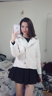 khoác da lộn lót lông cừu