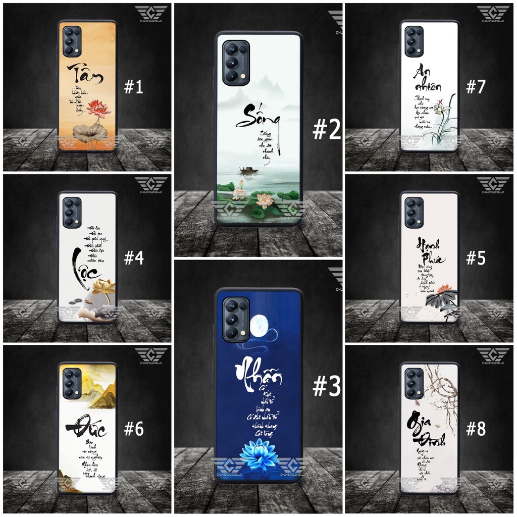Ốp lưng OPPO RENO 5/ RENO 4/ RENO 3/ RENO 2F/ RENO 2 Thư pháp bằng kính