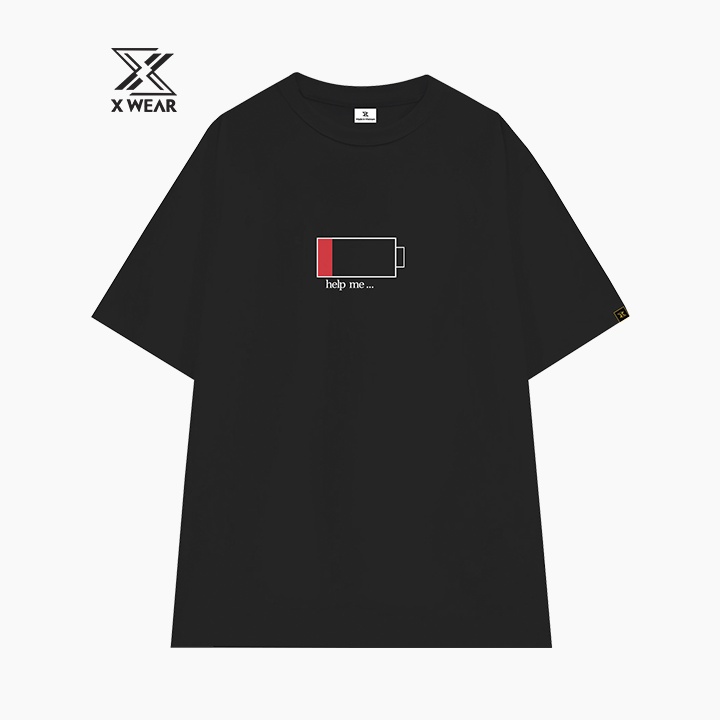 Áo thun unisex X WEAR hình Pin năng lượng cotton co giãn 4 chiều TBSA04