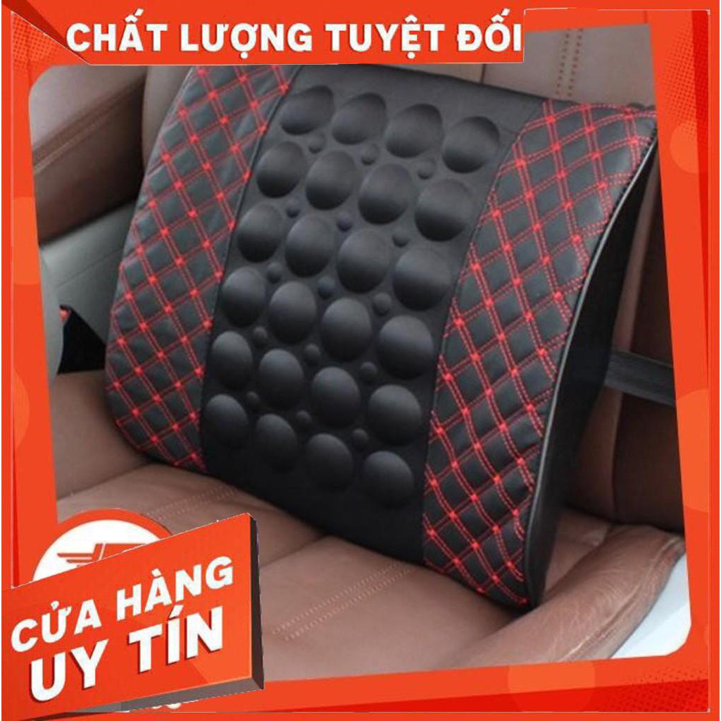 Gối tựa lưng massage rung thư giãn ô tô xe hơi loại bọc da hàng tốt