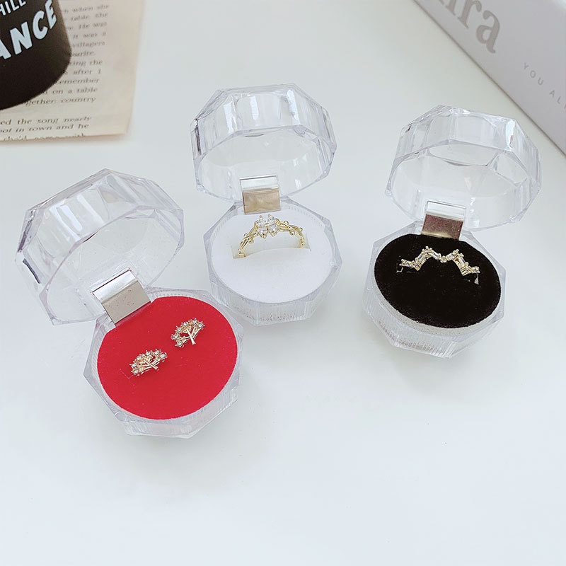 Hộp đựng nhẫn trang sức acrylic mini trong suốt 3 màu sắc tùy chọn