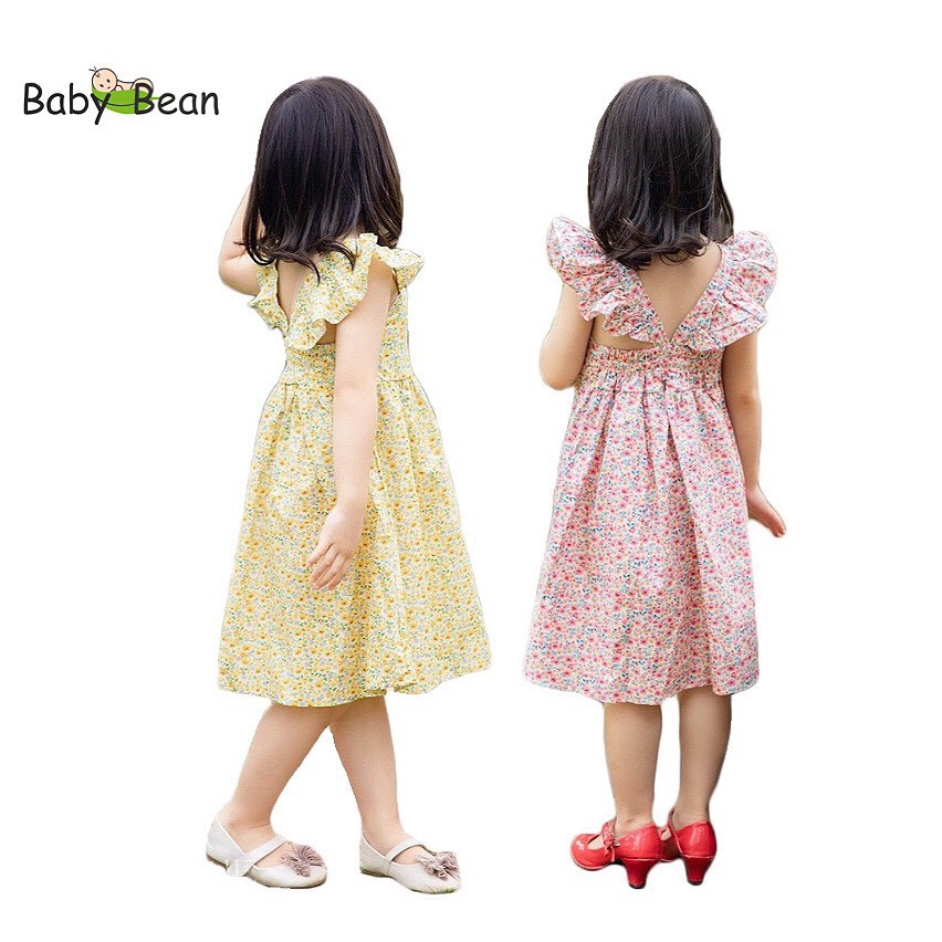 [MÃ THƯƠNG HIỆU UY TÍN Voucher giảm 10%] Đầm Cổ Vuông Dây Bèo Cánh Tiên Bé Gái BabyBean