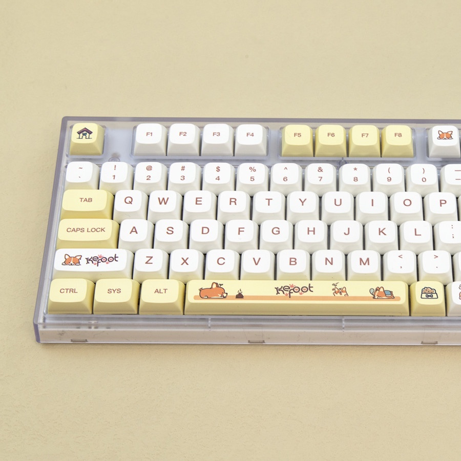 136 Phím Corgi Keycap XDA Hồ sơ Hình thú dễ thương PBT Thuốc nhuộm phụ Bàn phím cơ học Keycaps