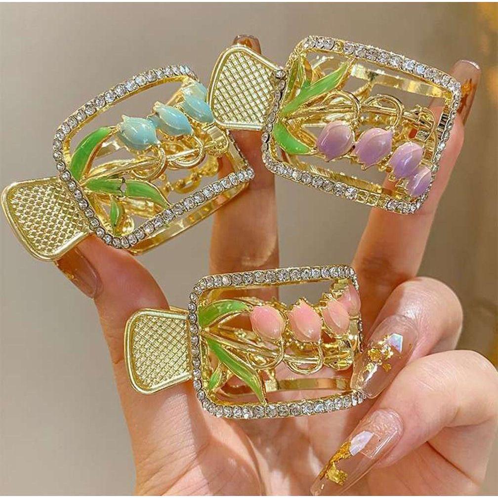 Kẹp Tóc Kim Loại Hình Hoa Tulip Thanh Lịch Cho Nữ