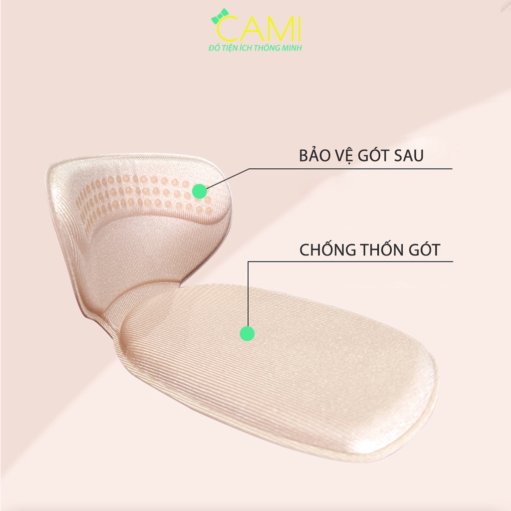 Miếng lót mút EVA ép vải và hạt silicone, giảm size, chống tuột và bảo vệ gót sau - Cami - CMPK208