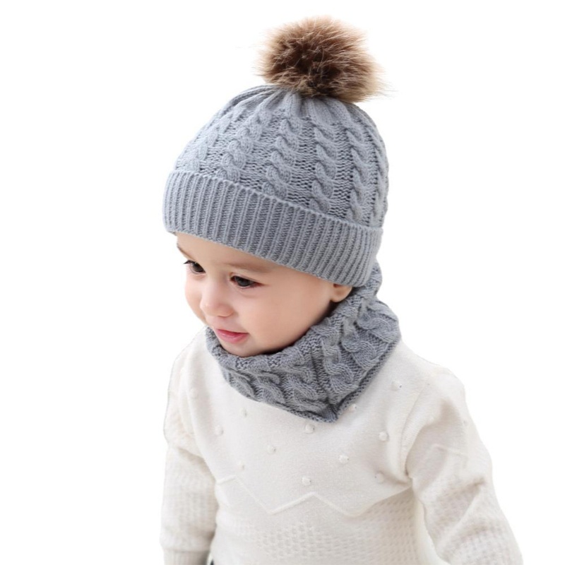 Mũ Beanie Kèm Khăn Choàng Cổ Giữ Ấm Cho Bé