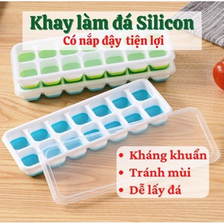 Khay Làm Đá Silicon 14 Ô Có Nắp Dễ Dàng Lấy Đá