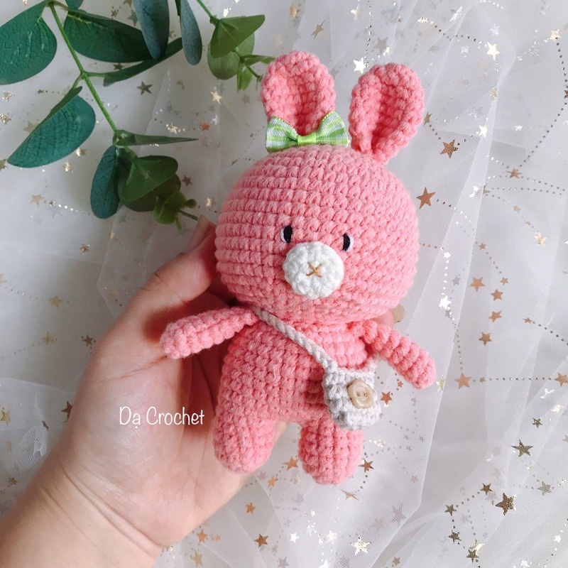 Móc Khoá Con Thỏ Nhồi Bông Bằng Len - Thú Bông Len Handmade Đan Móc Thủ Công Bằng Tay