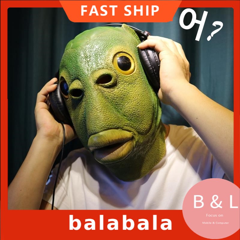 Mặt Nạ Hình Đầu Cá Màu Xanh Lá Ngộ Nghĩnh Độc Đáo