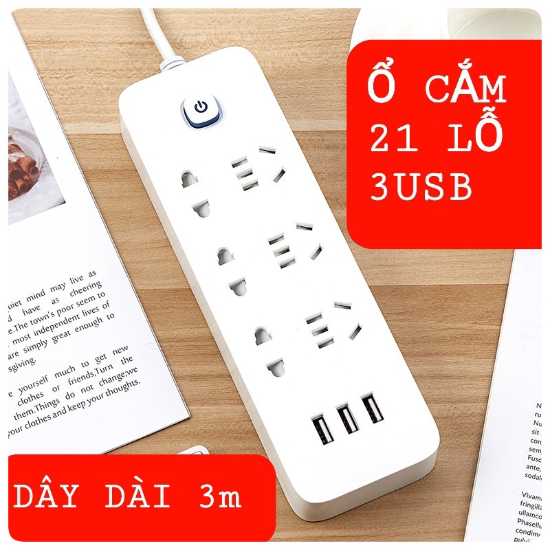 Ổ Cắm Điện USB Đa Năng Cao Cấp Chống Giật Dây Dài 4m, 2 Cổng Cắm USB Công Suất 2500W Có Chốt An Toàn Tiện Dụng OD01 Yobo