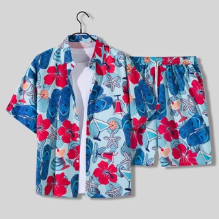 Set đồ đi biển in họa tiết hoa thời trang cho cặp đôi