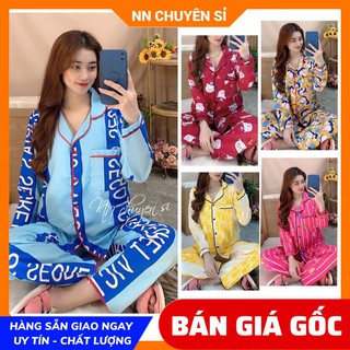Đồ bộ nữ ⚡ Đồ Bộ Pijama ⚡ Vải kate mềm mịn thoáng mát họa tiết sang chảnh