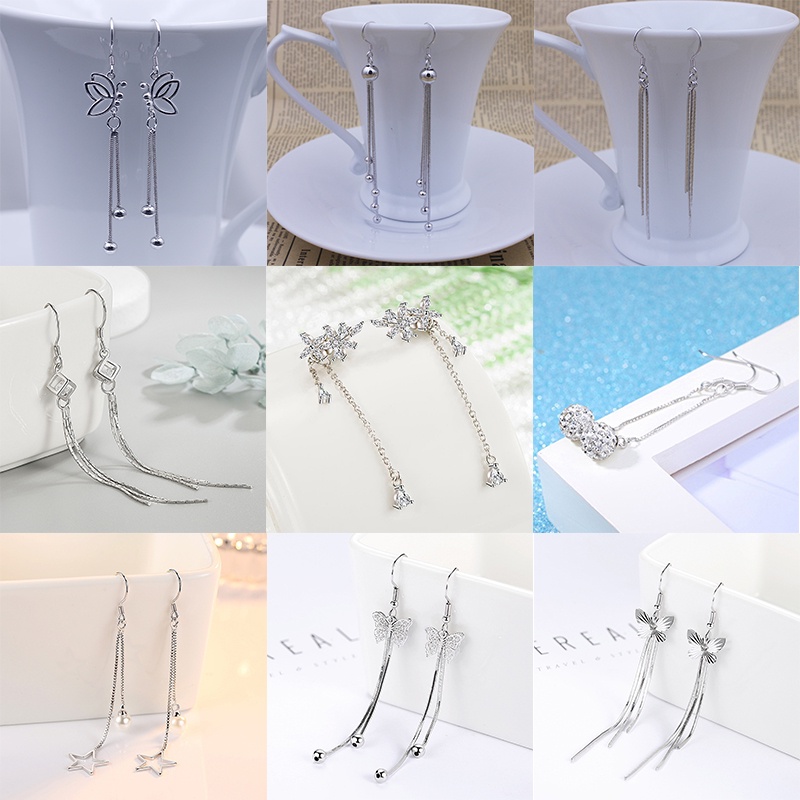 Bông Tai Thời Trang Kiểu Dây Tua Hình Bướm Năm Cánh 9 Kiểu Cổ Điển