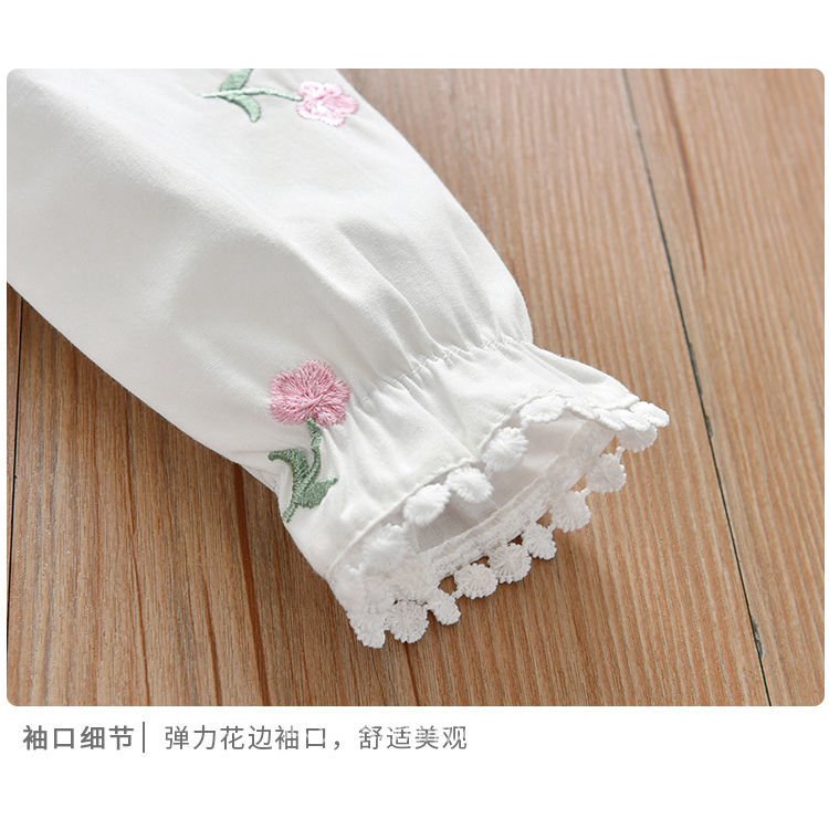Áo Sơ Mi Trắng Dài Tay Phong Cách Phương Tây Mẫu Mới Thời Trang Xuân Thu Cho Bé Gái