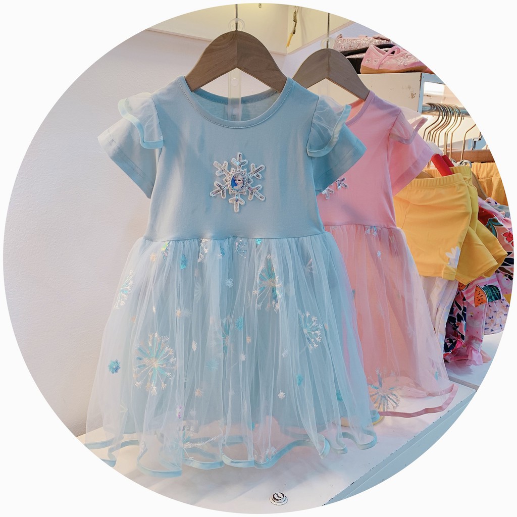Váy Elsa Bé Gái Công Chúa Tuyết Tà Siêu Bồng Bềnh V04 AGUM MART Siêu Xinh Cho Bé Từ 9-27KG