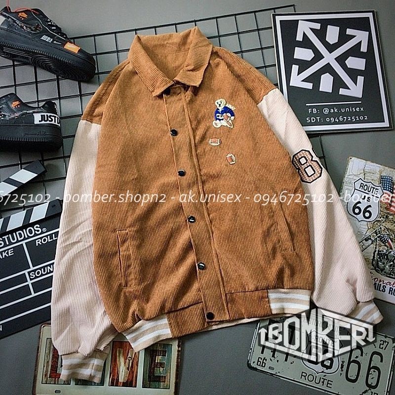 [Ảnh + Video thật] Áo khoác nhung style Unisex logo Teddy thêu | BigBuy360 - bigbuy360.vn