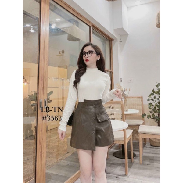 Quần giả váy da khuy chéo hàng QCL1
