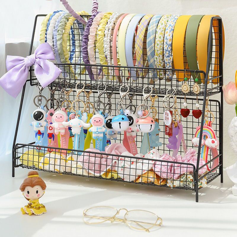 ✿Giá Lưu Trữ Băng Đô✿Giá Sắt Hai Ngăn Đựng Băng Đô Cài Tóc/Trang Sức Để Bàn Kích Thước Lớn