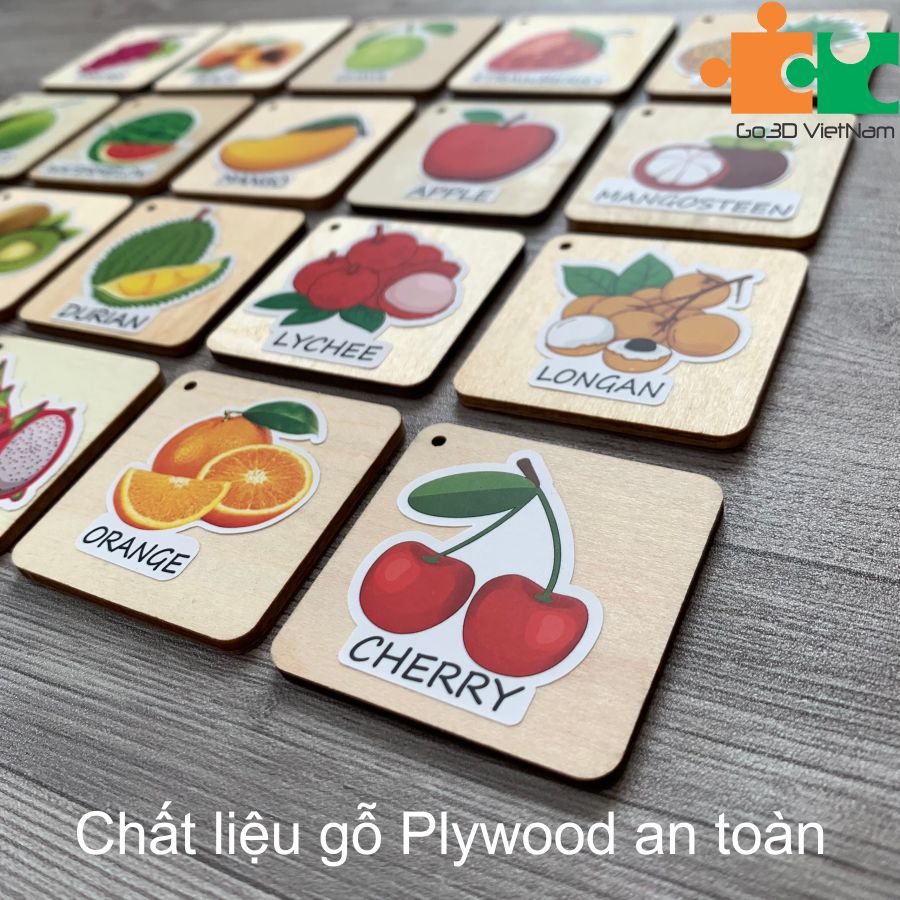 Tìm cặp giống nhau, tìm cặp đôi, memory game, matching game bằng gỗ-Các loại quả