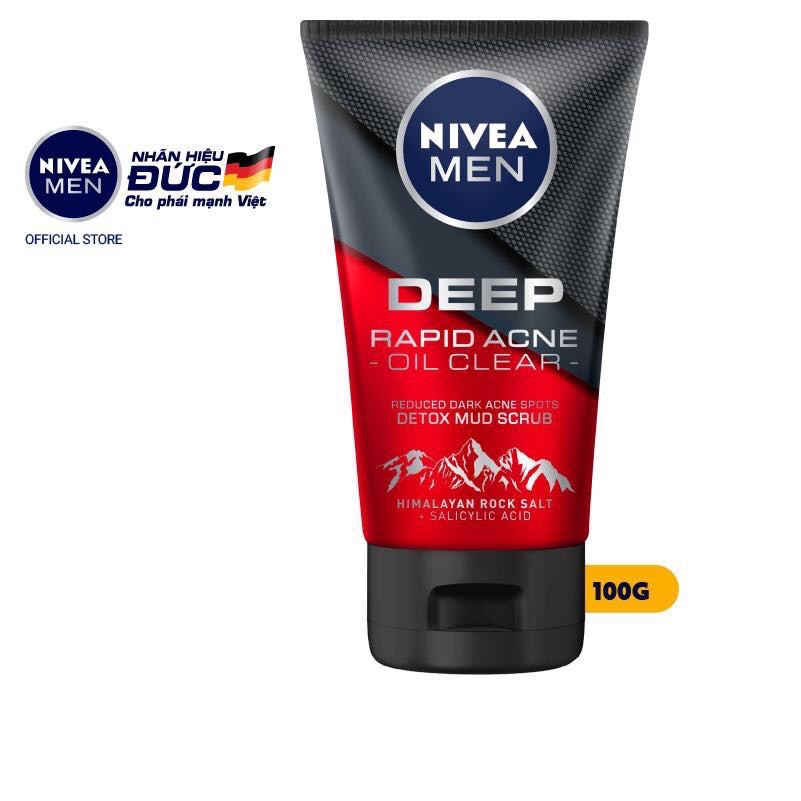 Sữa rửa mặt NIVEA MEN Deep Rapid Acne Oil Clear (100g) đỏ