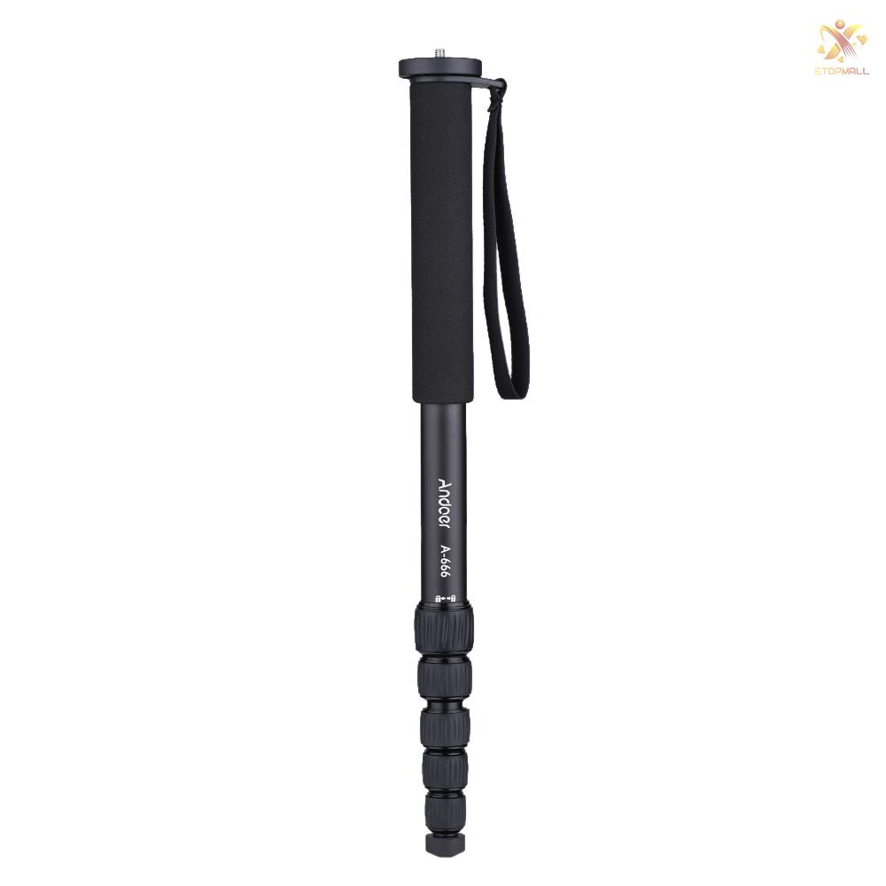 ET Andoer A-666 181cm/5.9ft Telescoping Aluminum Camera Monopod Unipod Stick 6-Section Max. Load 10kg/22Lbs with Carry Bag for Camcorder Video Studio Photography