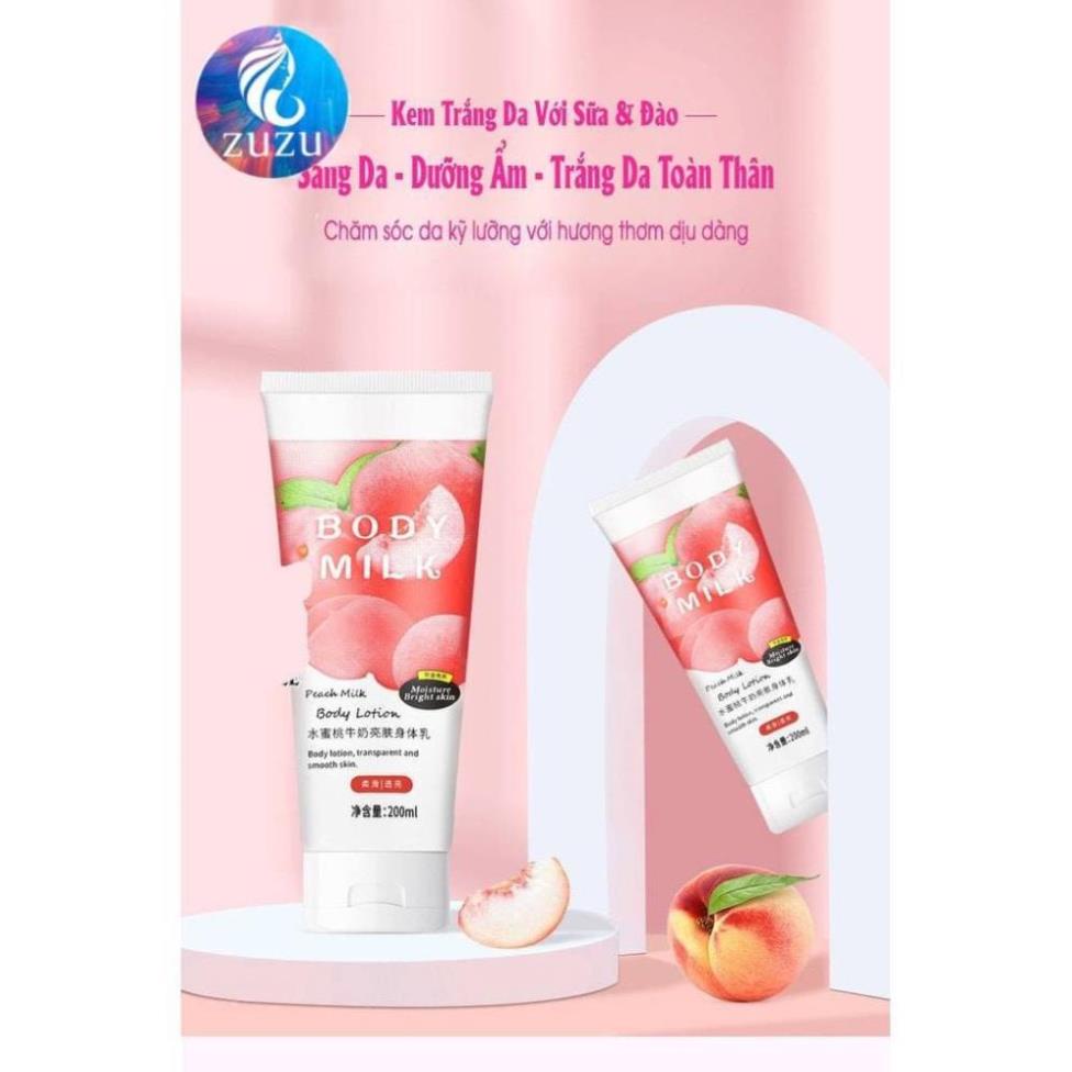 Kem Body Trắng Da, Sữa Dưỡng Thể Trắng Da Chống Nắng Toàn Thân Trái Đào Hương Nước Hoa 200ml SAM