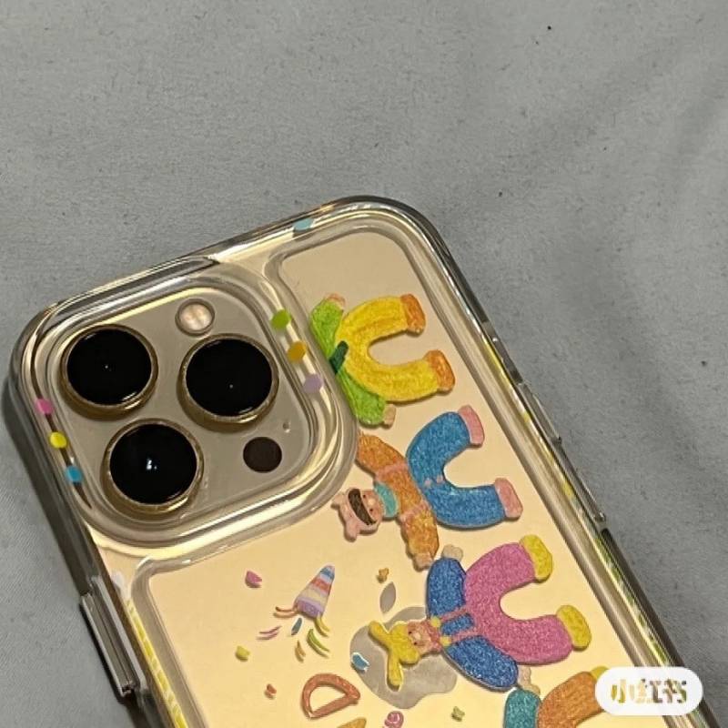 Xiaohongshu Same Doodle Rainbow Villain Apple 14/13Promax Phone Case 12/11 Transparent XR/Xs Soft 7/8 Krzd