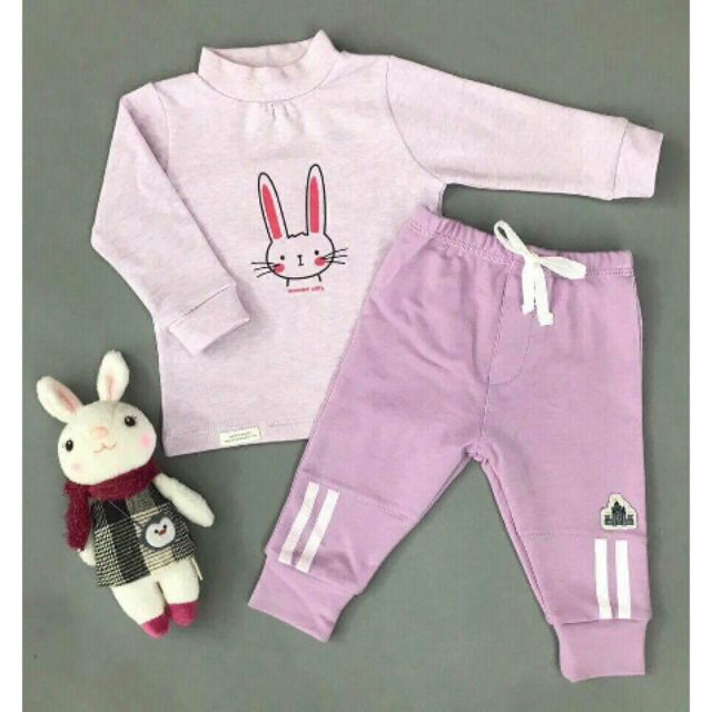 Bộ áo cổ lọ momma cotton nhung