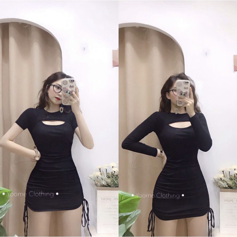 [CÓ VIDEO] 🙋💁Váy body dây rút khoét ngực tay cộc và tay dài[ẢNH THẬT TẠI SHOP] 🙋💁Nhiều màu đẹp🙋💁 Vải đẹp