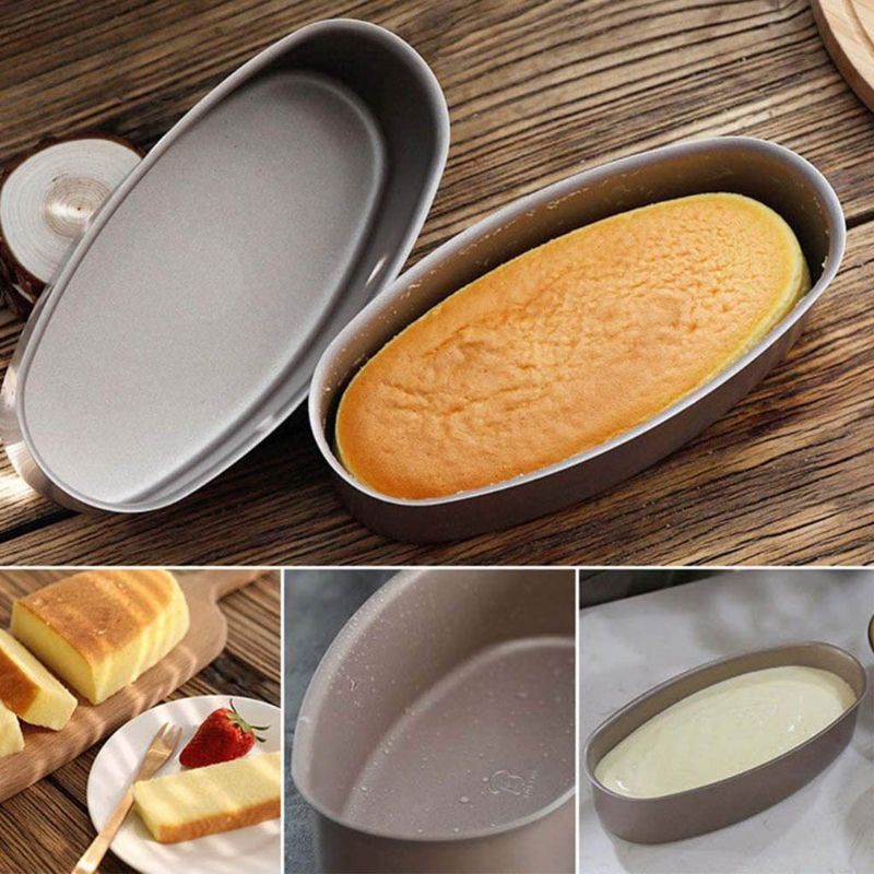 Khuôn Làm Bánh Hình Oval 8 Inch Bằng Hợp Kim Nhôm Chống Dính Tiện Dụng