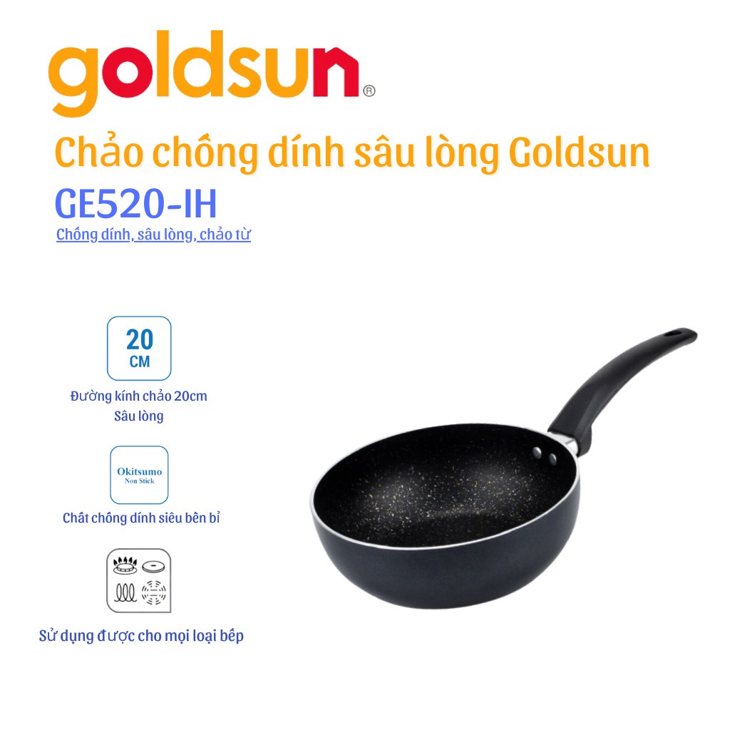 Chảo chống dính nhôm sâu lòng Goldsun GE520-IH