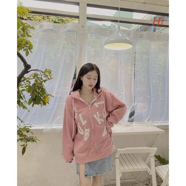 Áo khoác nỉ cotton chữ rơi HT12