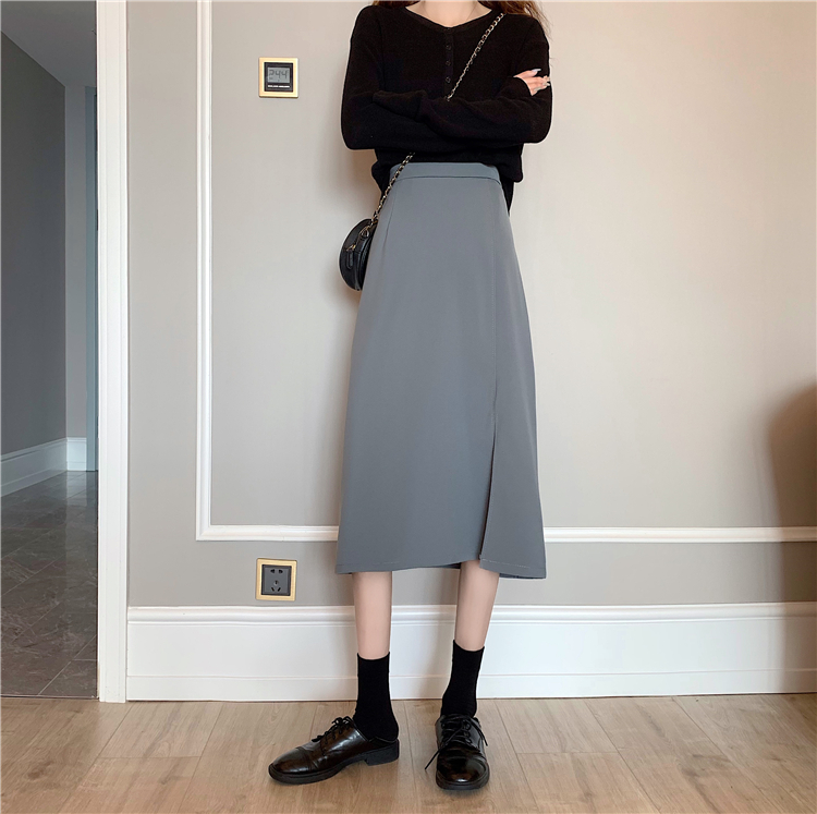 SUXI Chân Váy Midi Dáng Chữ A Lưng Cao Phong Cách Hàn Quốc Thời Trang Mùa Thu Dành Cho Nữ