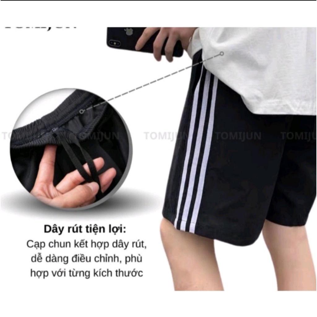 Quần short Nam phối sọc UNISEX. Túi KHÓA KÉO. Năng động cá tính
