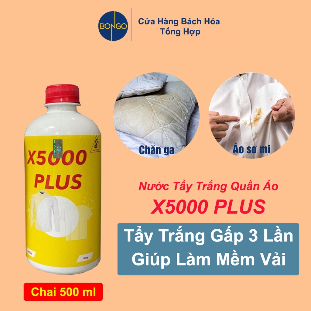 Nước Tẩy Trắng, Thuốc Tẩy Quần Áo - Chính Hãng 100% - Không Làm Phai Màu, Giúp làm Mềm Vải, Loại Bỏ Vệt Ố Mạnh Gấp 3 Lần