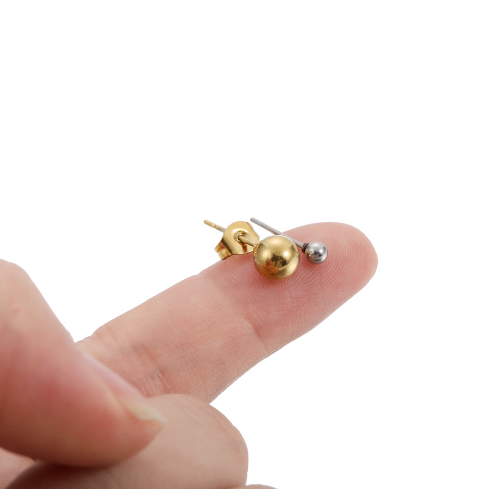 Khuyên Tai Dạng Móc Bằng Thép Không Gỉ Hình Quả Cầu DIY