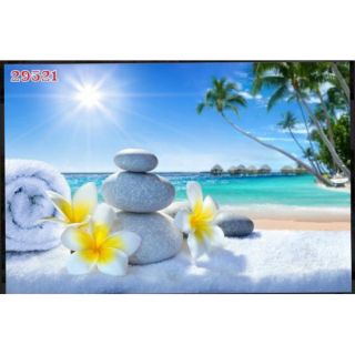 Tranh 3D dán kính 2 mặt trang trí quán spa